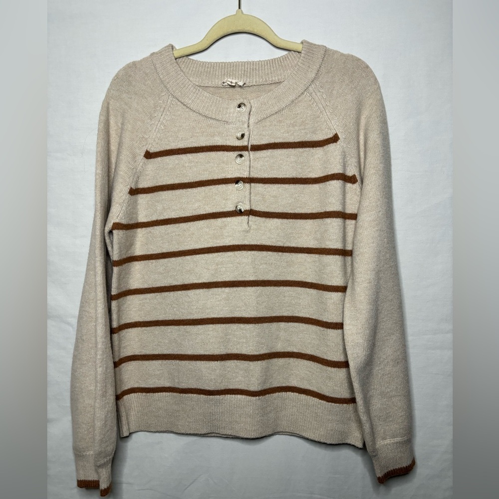Hem & Thread beige and brown striped sweater